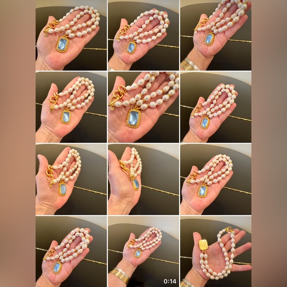 NWT Luxury Summer Authentic Julie Vos Pearl Iridescent Chalcedony Blue Necklace - Picture 17 of 17